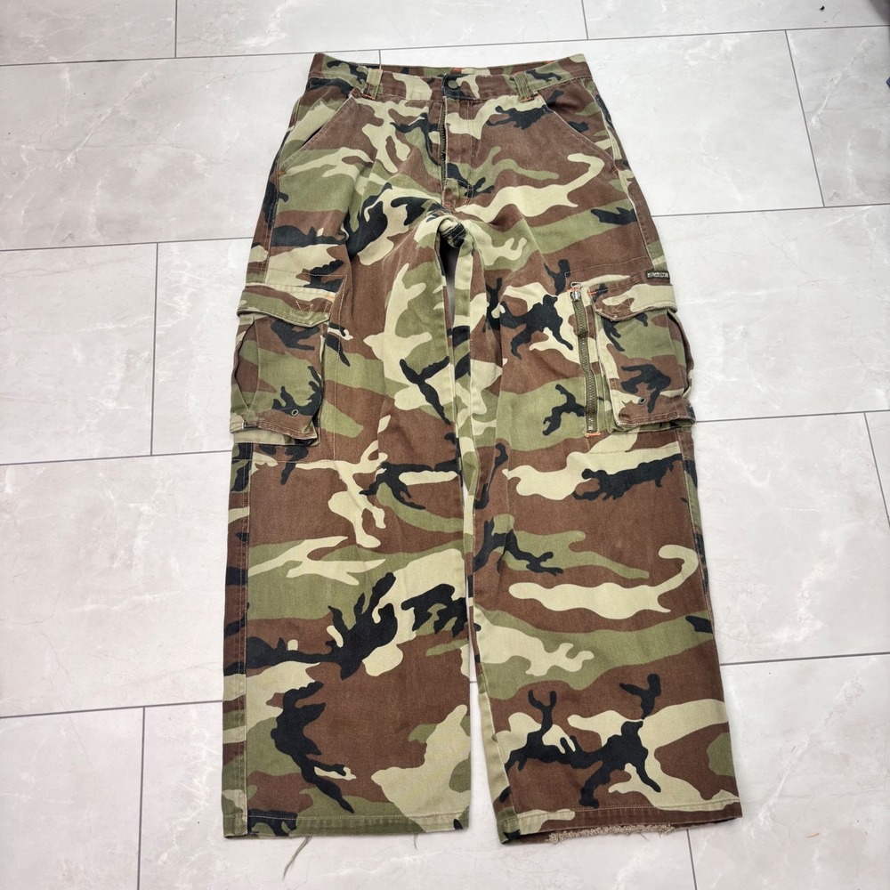 Vintage Y2K Mecca Camo Cargo Pants 34 Baggy Wide Leg Hip Hop Streetwear